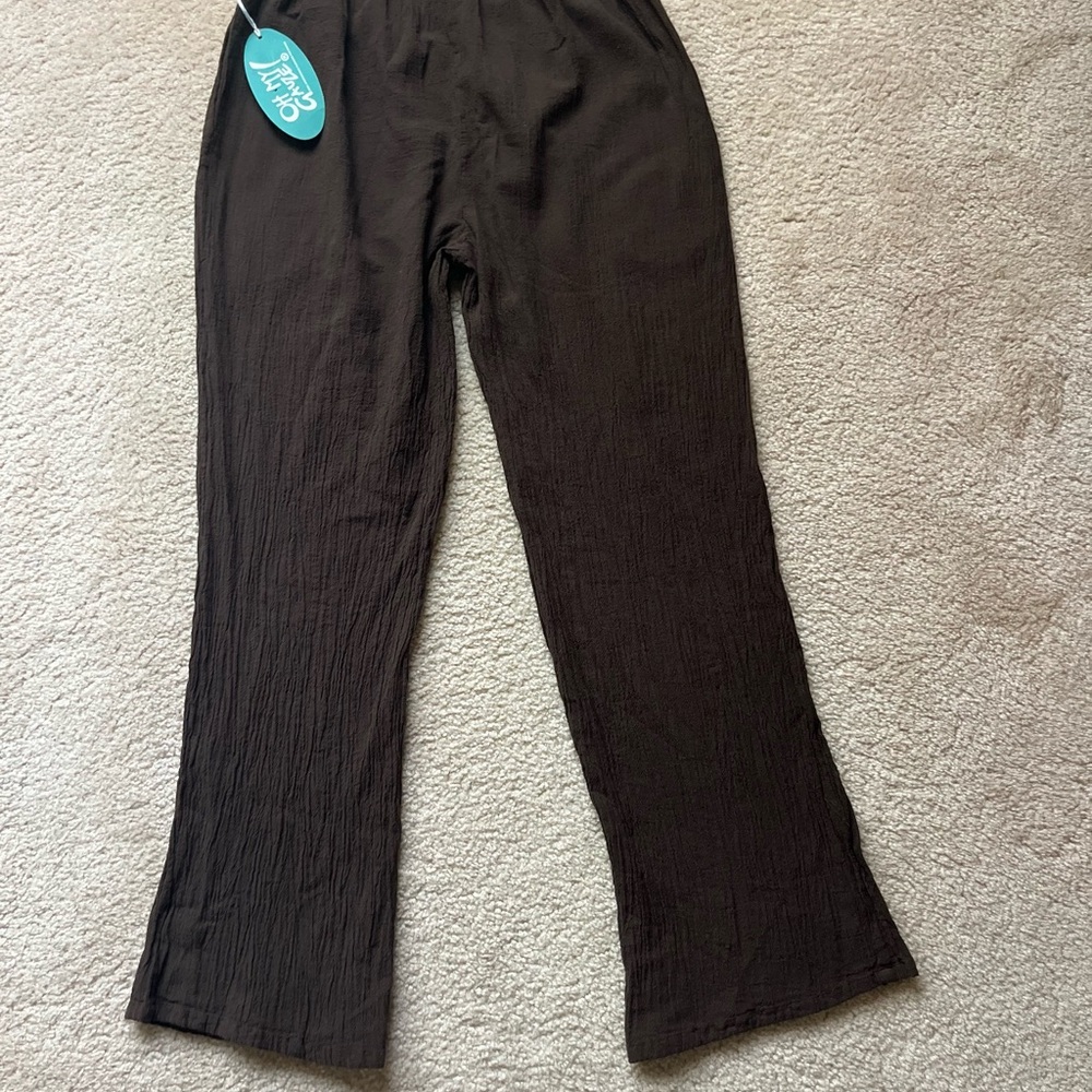 Oh My Gauze Basic Brown Pant 100% Comfortable Cotton Size 2 Lagenlook NEW